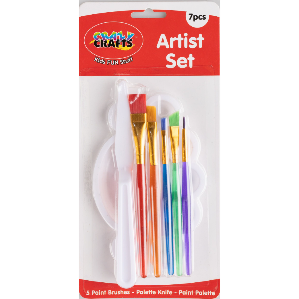 The Artist Set Contains 5 Different Types Of Brushes, A Paint Palette And A Palette Knife