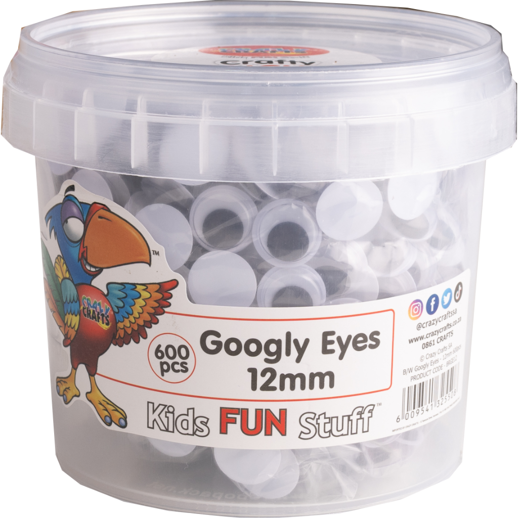 Make your crafts come alive with Googly Eyes. These 12mm eyes come in a convenient bucket with handle, ready to make your puppets, monsters, and more extra goofy. 600 eyes give you the power to make your creativity wider-eyed than ever. 🤪