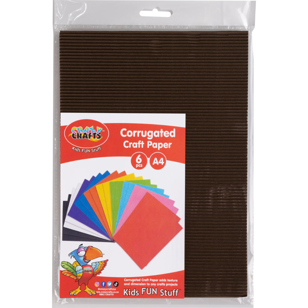 Available In 12 Different Colours. Corrugated Craft Paper Adds Texture And Dimensions To Any Crafts Project. Corrugated Paper Stimulates Imagination And Creativity. It Can Also Be Used For Various Arts & Crafts Products. Each Pack Comes With 6Pcs Each Sheet Is A4 In Size