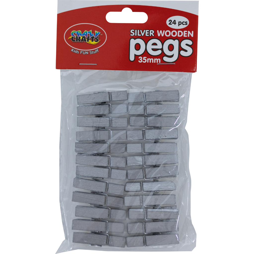 Silver Wooden Pegs 35mm