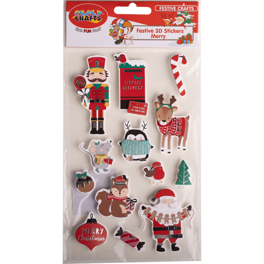 Stick 'em wherever! Three-dimensional holiday decor that'll put you in a cheerful Christmas spirit. Bright and bold colors for a pop of fun.