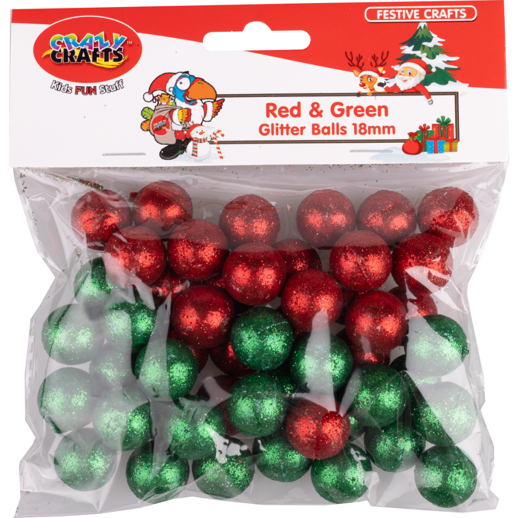Festive Crafts - Red & Green Glitter Balls