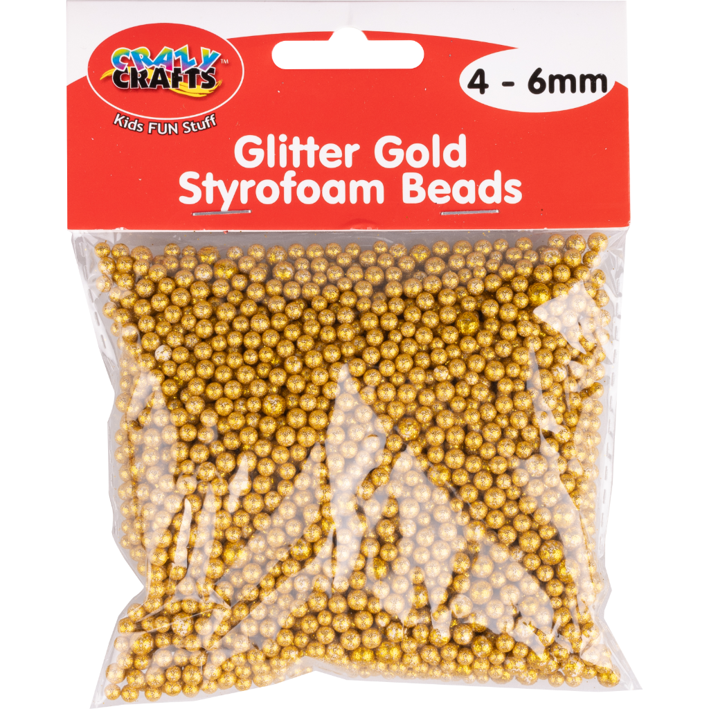 Styrofoam Beads Glitter Gold - 4-6mm