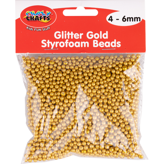 Styrofoam Beads Glitter Gold - 4-6mm