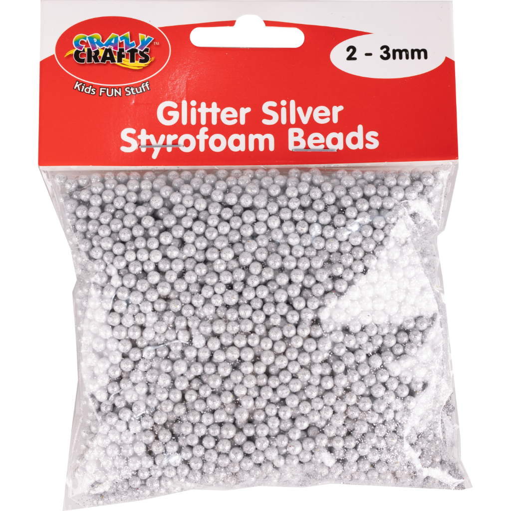 Styrofoam Beads Glitter Silver - 2-3mm