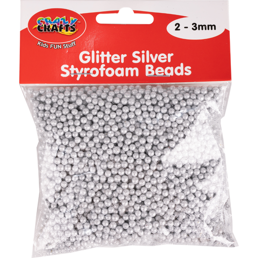 Styrofoam Beads Glitter Silver - 2-3mm