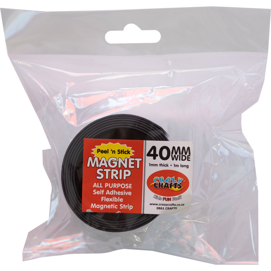 All Purpose Flexible Magnetic Strip. Self Adhesive Back Side. Peel 'n Stick. 1mm Thick. 1m Long.