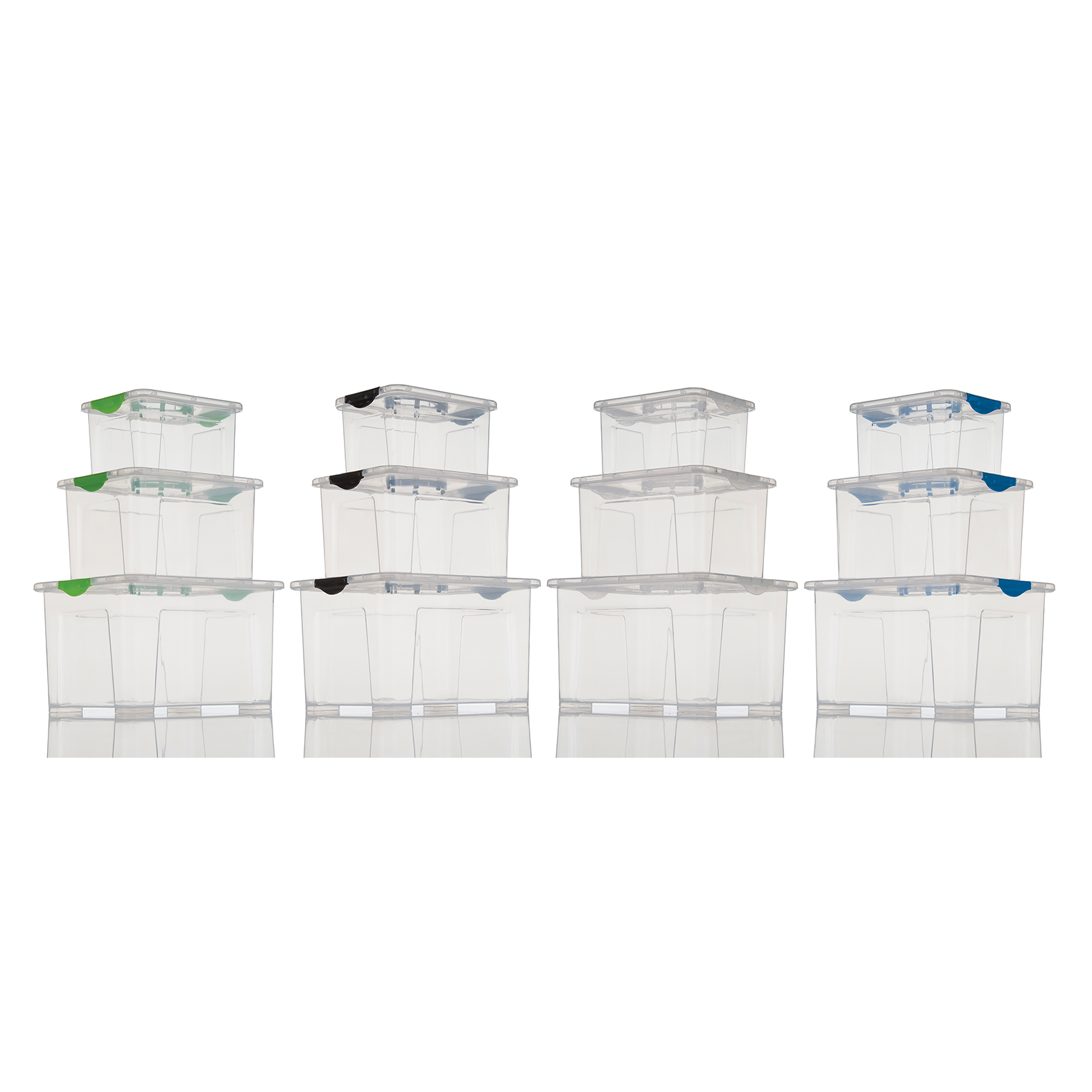 Capacity - 2.5 Litres, 5.5 Litres and 9.5 Litres. Base Is Clear. Tight Grip Handles. Stackable. Can Be Used As An Organiser In Your Garage, Pantry, Bedroom And More.