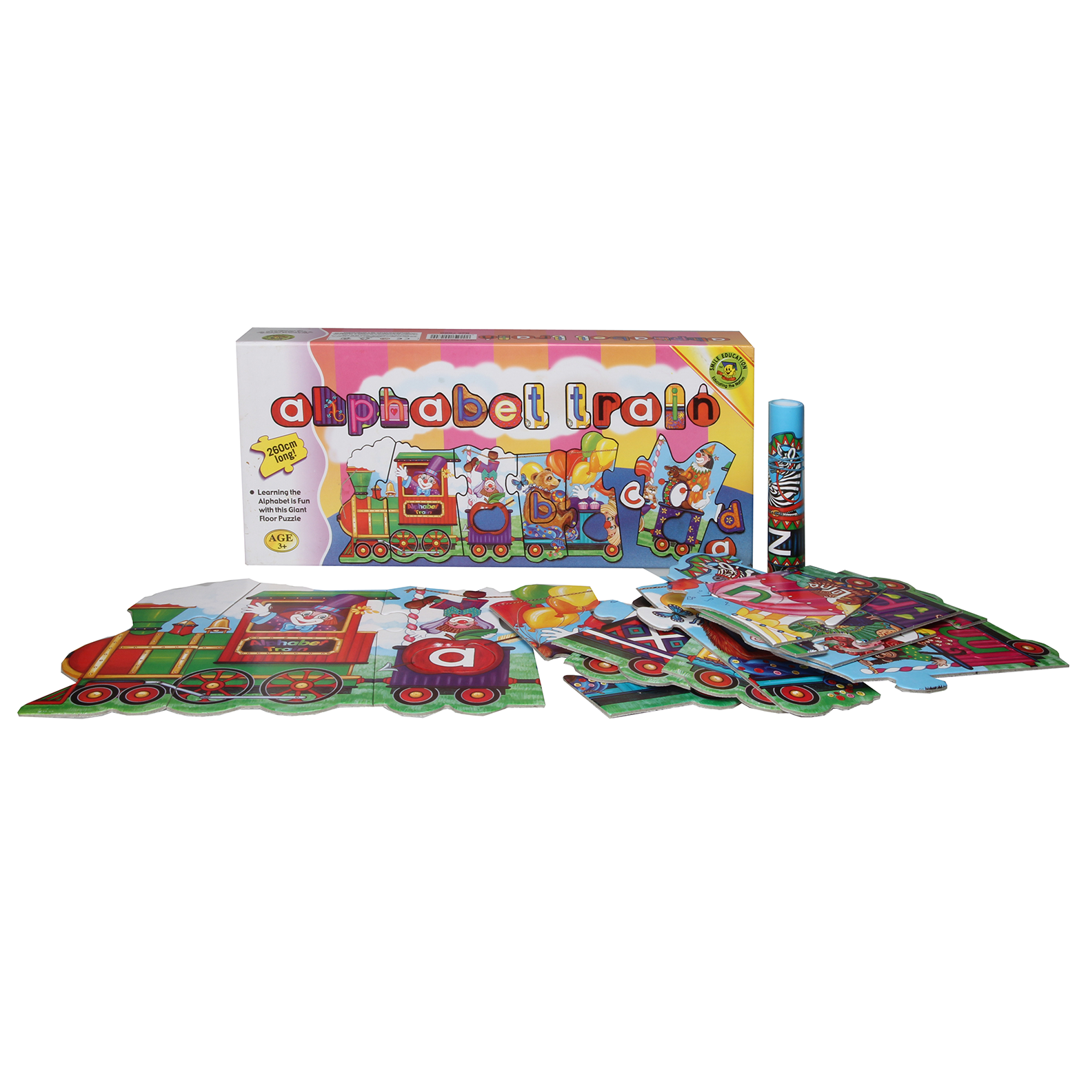 28 Pieces. Alphabet Train. Learning The Alphabet Is Fun With This Giant Floor Puzzle. Doing Puzzles Can Be Considered A Complete Brain Exercise. Greater Attention To Detail. 260cm Long. Ages 3+