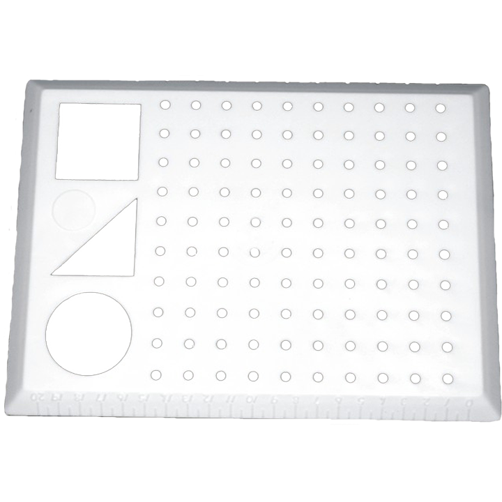 Pegboard For Putting Pegs Into. Includes 3 x Shapes To Stencil With.