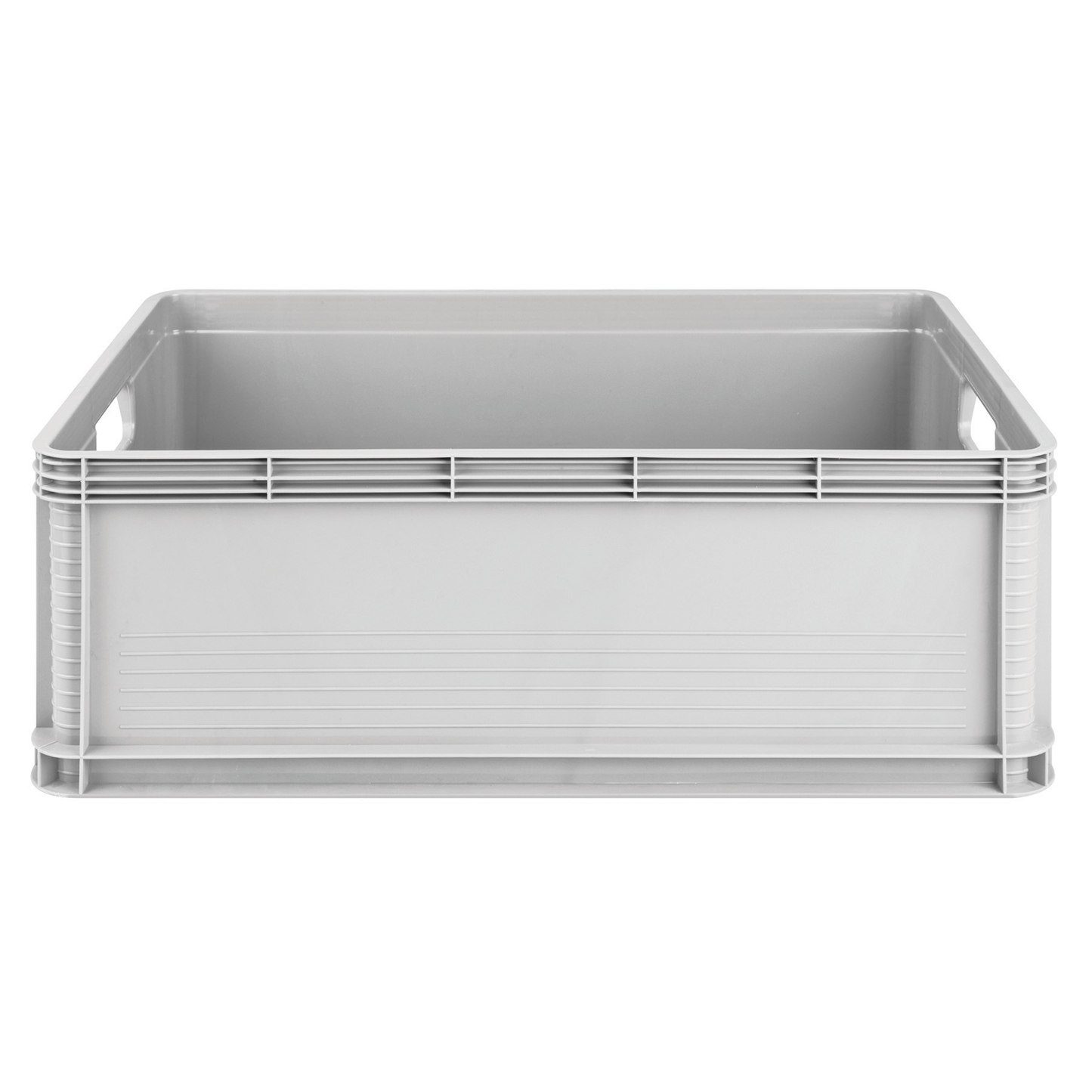 Capacity - 46 litres. Made From 100% Virgin Polypropylene. Clear Material To View Contents. Carry Handles. Multi-Purpose. Easy To Move Around. Easily Accessible. Easily Stacked. Perfect For Pallets. Organise Your Garage, House, Office Etc