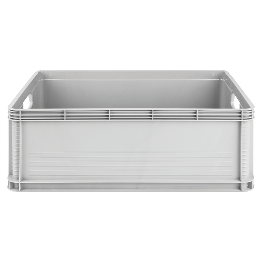 Capacity - 46 litres. Made From 100% Virgin Polypropylene. Clear Material To View Contents. Carry Handles. Multi-Purpose. Easy To Move Around. Easily Accessible. Easily Stacked. Perfect For Pallets. Organise Your Garage, House, Office Etc