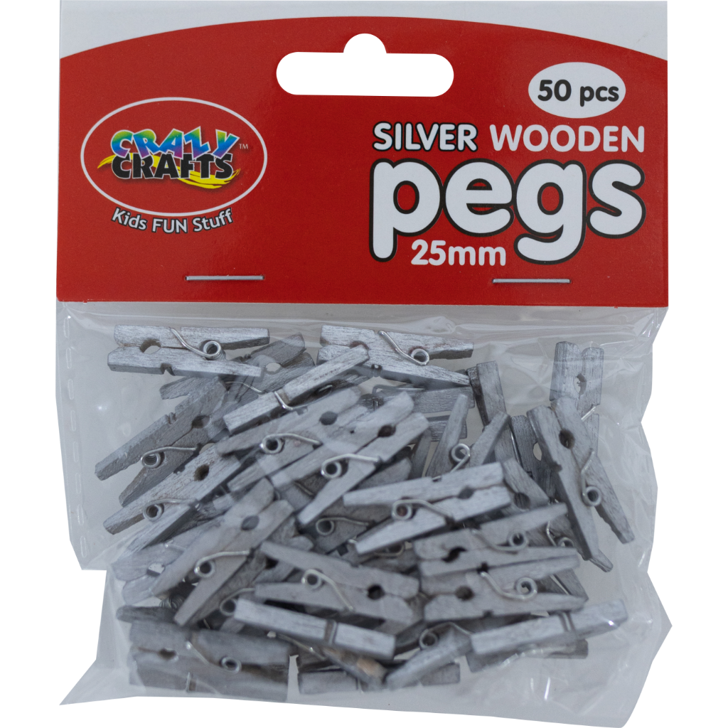 Silver Wooden Pegs 25mm