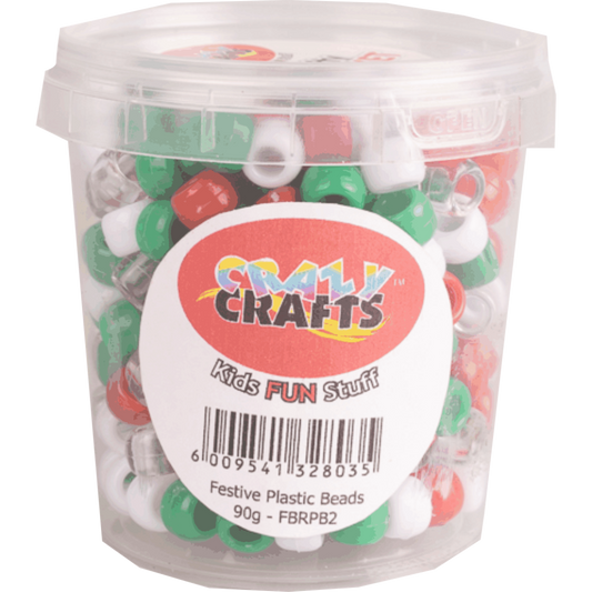 Festive Plastic Beads 90g - Tub