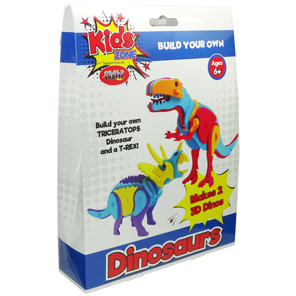 Build Your Own Box With Foam And Crafty Items. Build Your Own TRICERATOPS and T-REX Dinosaur! Makes 2 x 3D Dino's Ages 6+