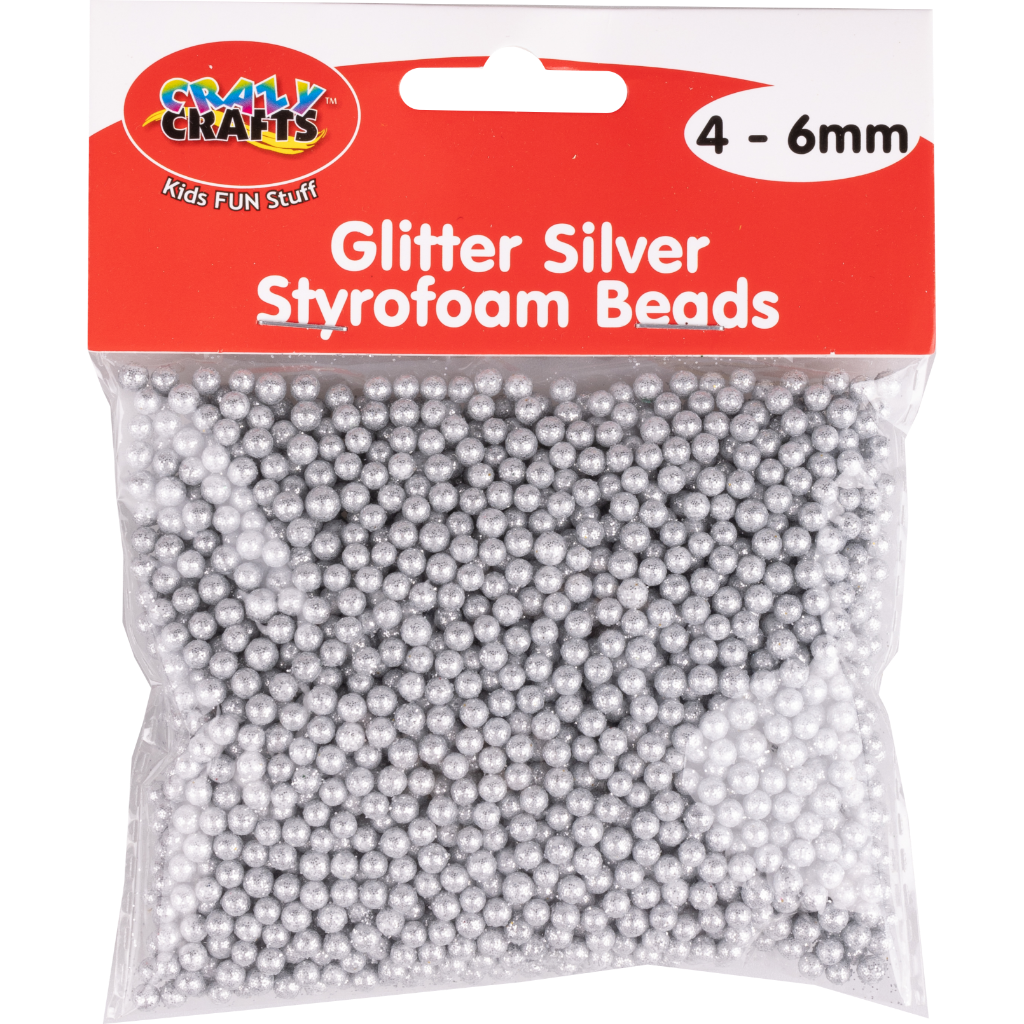 Styrofoam Beads Glitter Silver - 4-6mm