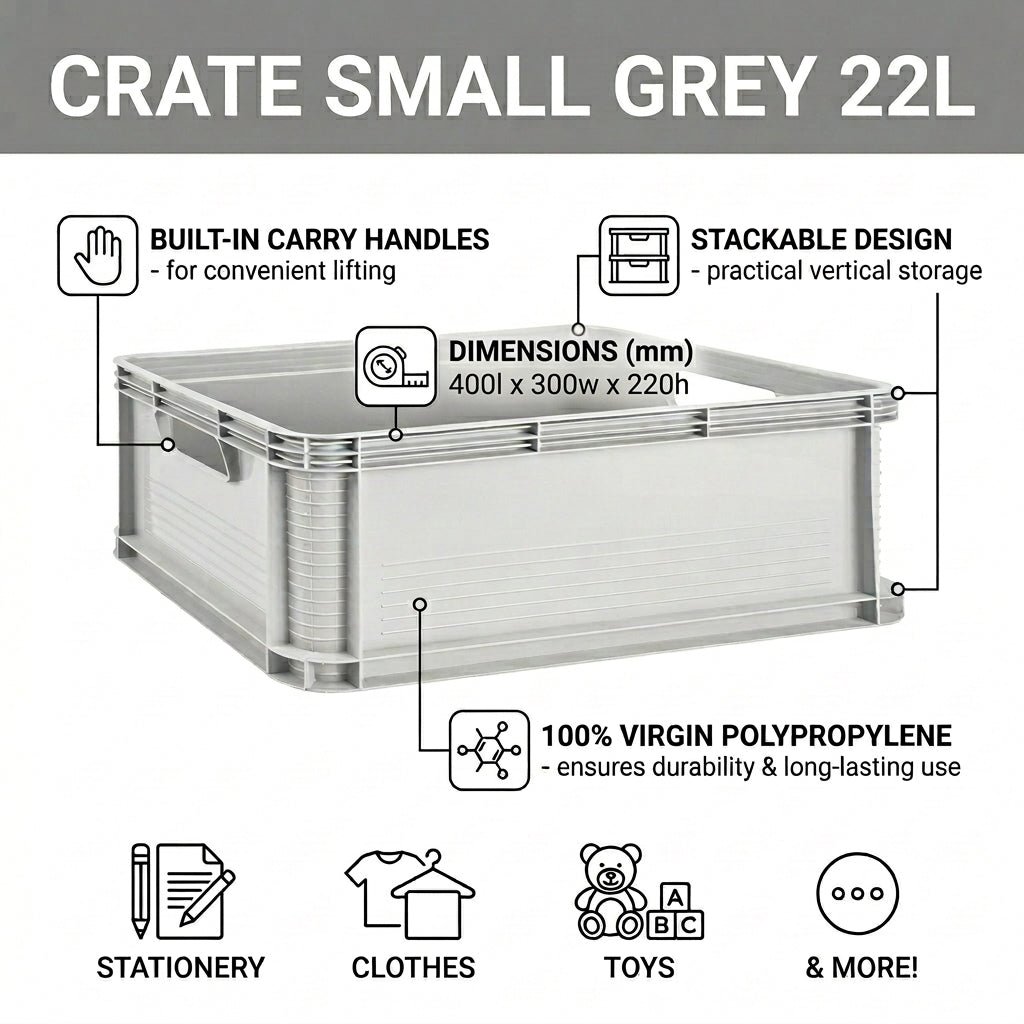 Crate Small (Grey) 22L
