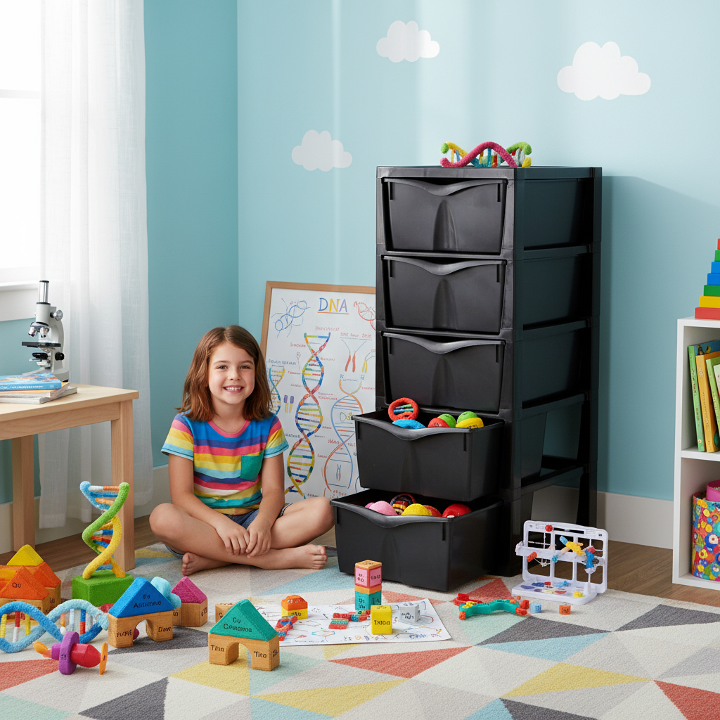 Glossy Storage unit Black 5 Drawer