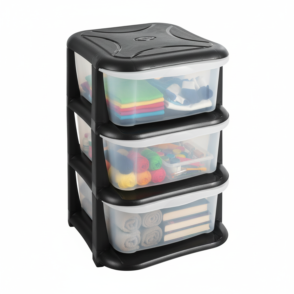 Tower Bl | Clear 3 Drawer