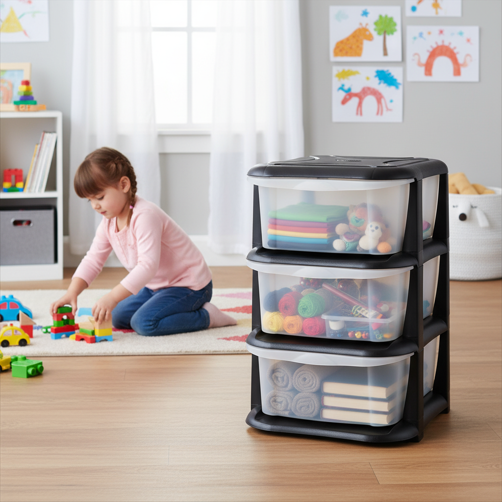 Tower Bl | Clear 3 Drawer