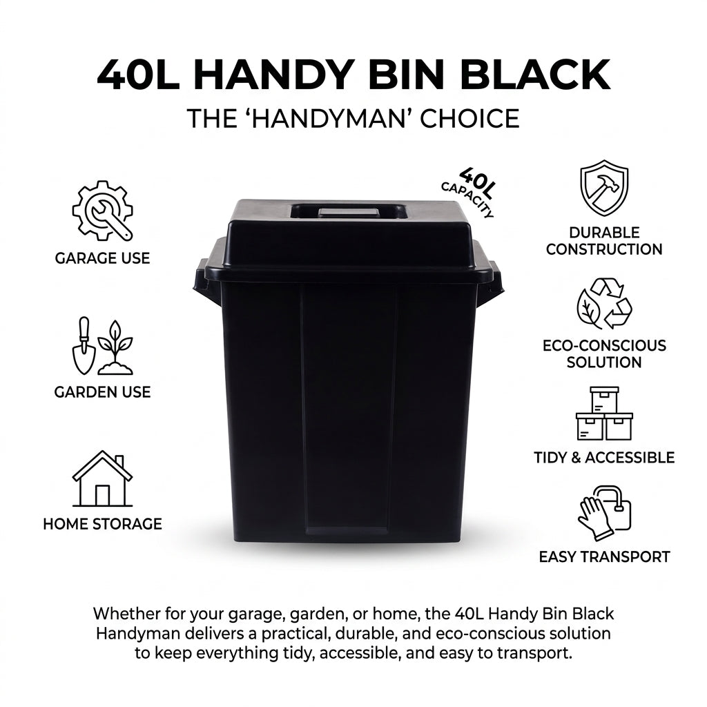 40L Handy Bin Black Handyman