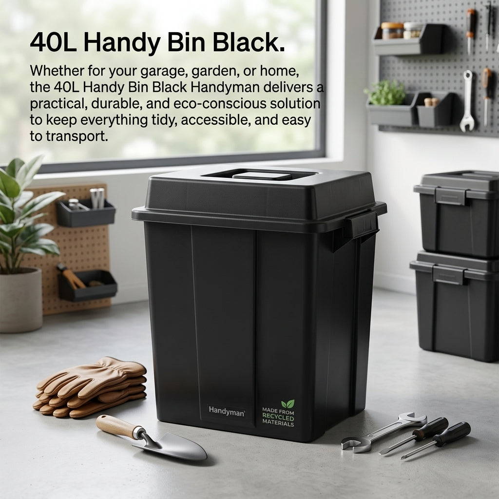 40L Handy Bin Black Handyman