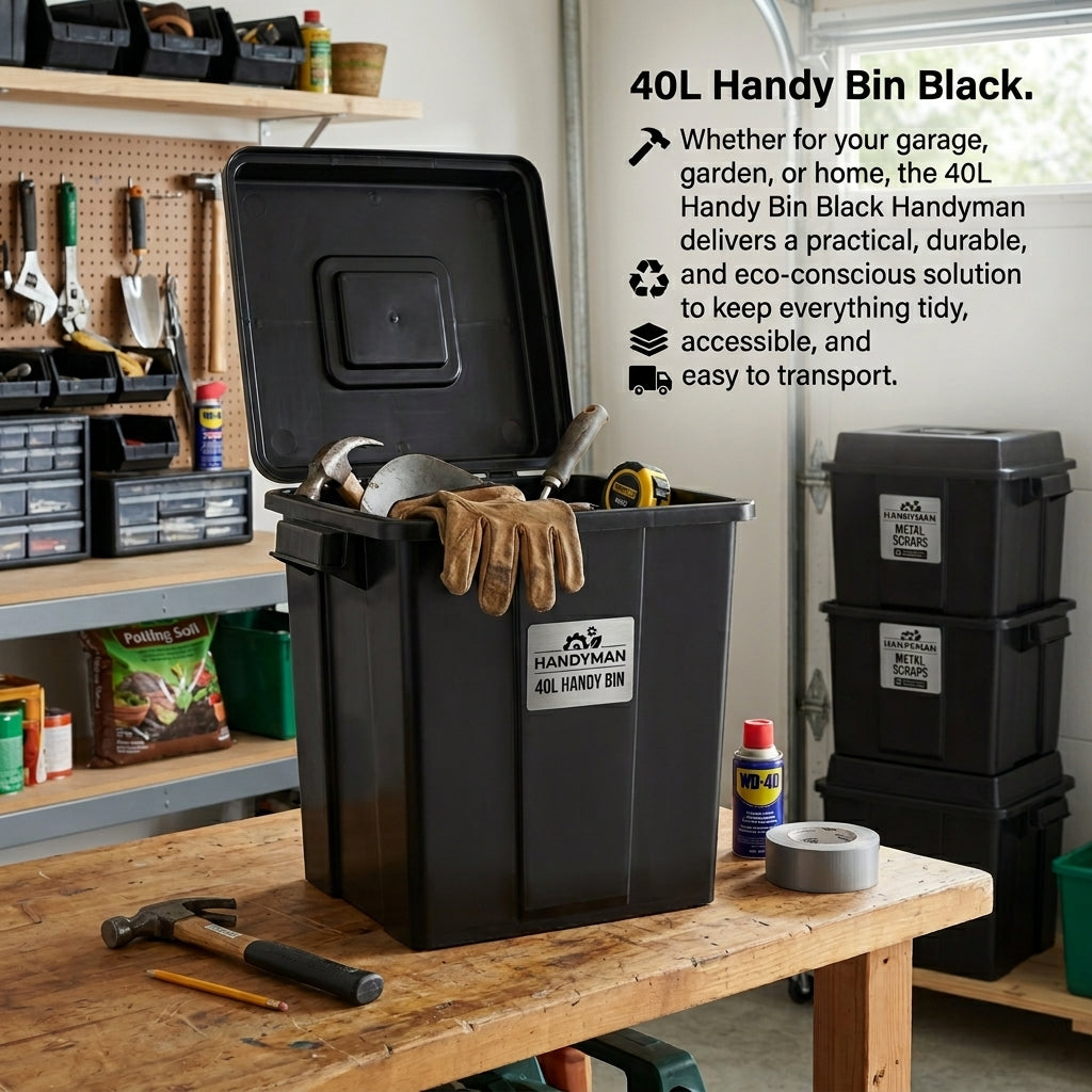 40L Handy Bin Black Handyman