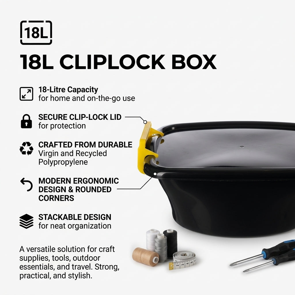 Big Jim 18L Cliplock Box Black