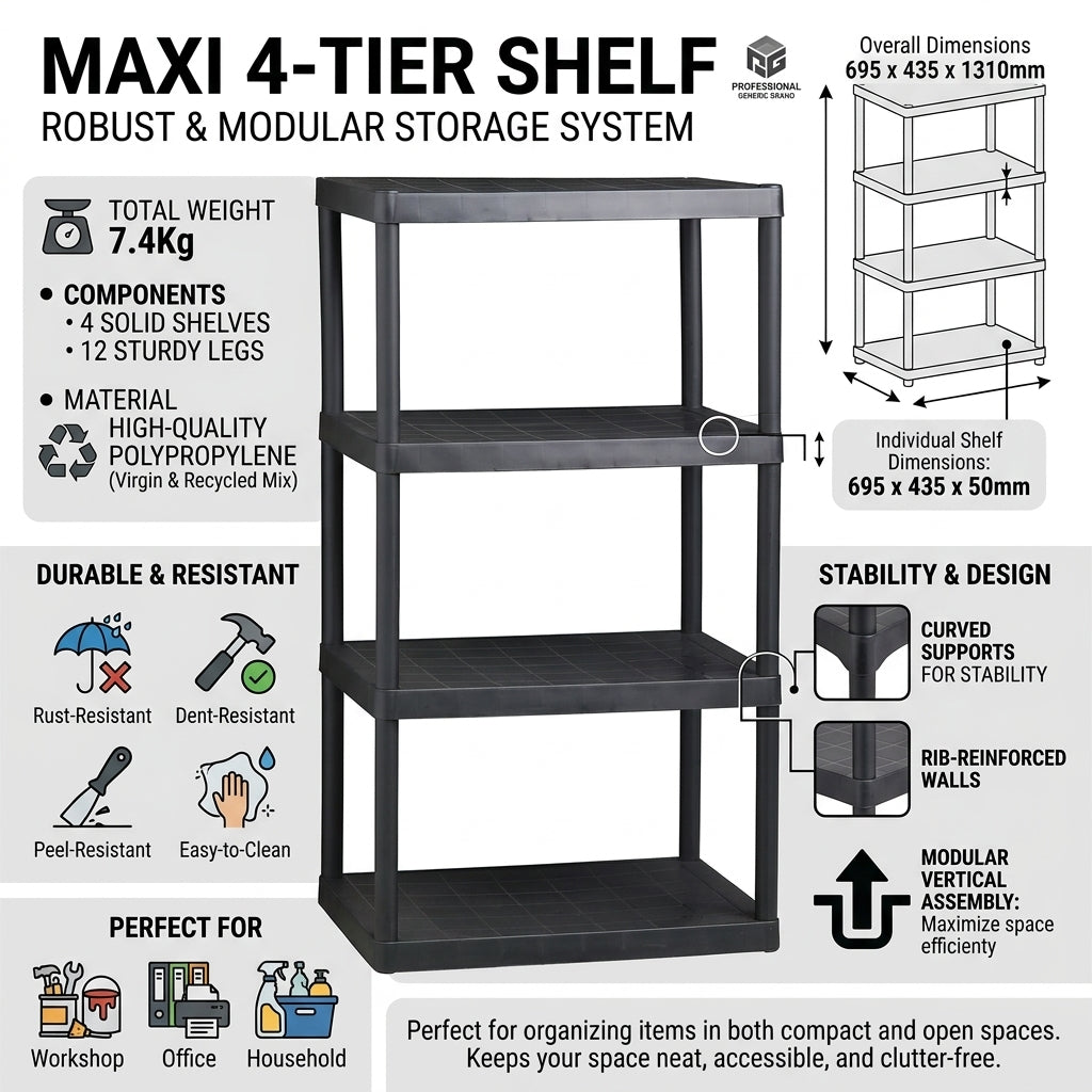 Maxi 4 Tier Shelf Black