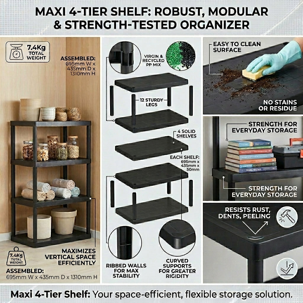 Maxi 4 Tier Shelf Black